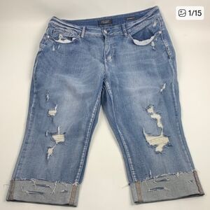 Judy Blue Light Wash Distressed Cropped Ankle Jeans - Size 20W